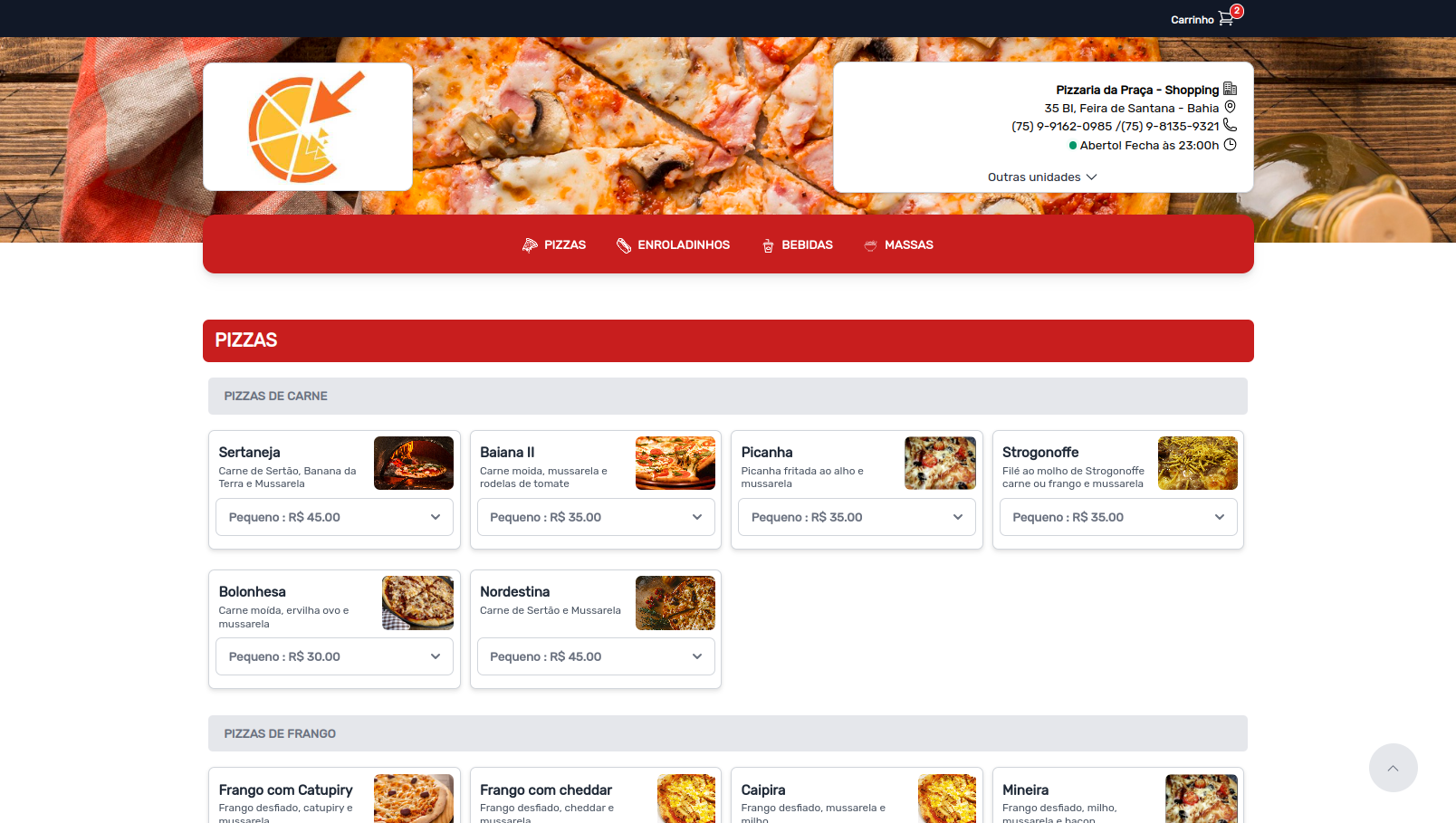 Exemplo de delivery de pizzaria